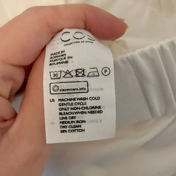 COS Elastic Waist Wide Leg Cotton Joggers Pants White Size 8 Casual - Picture 7 of 8